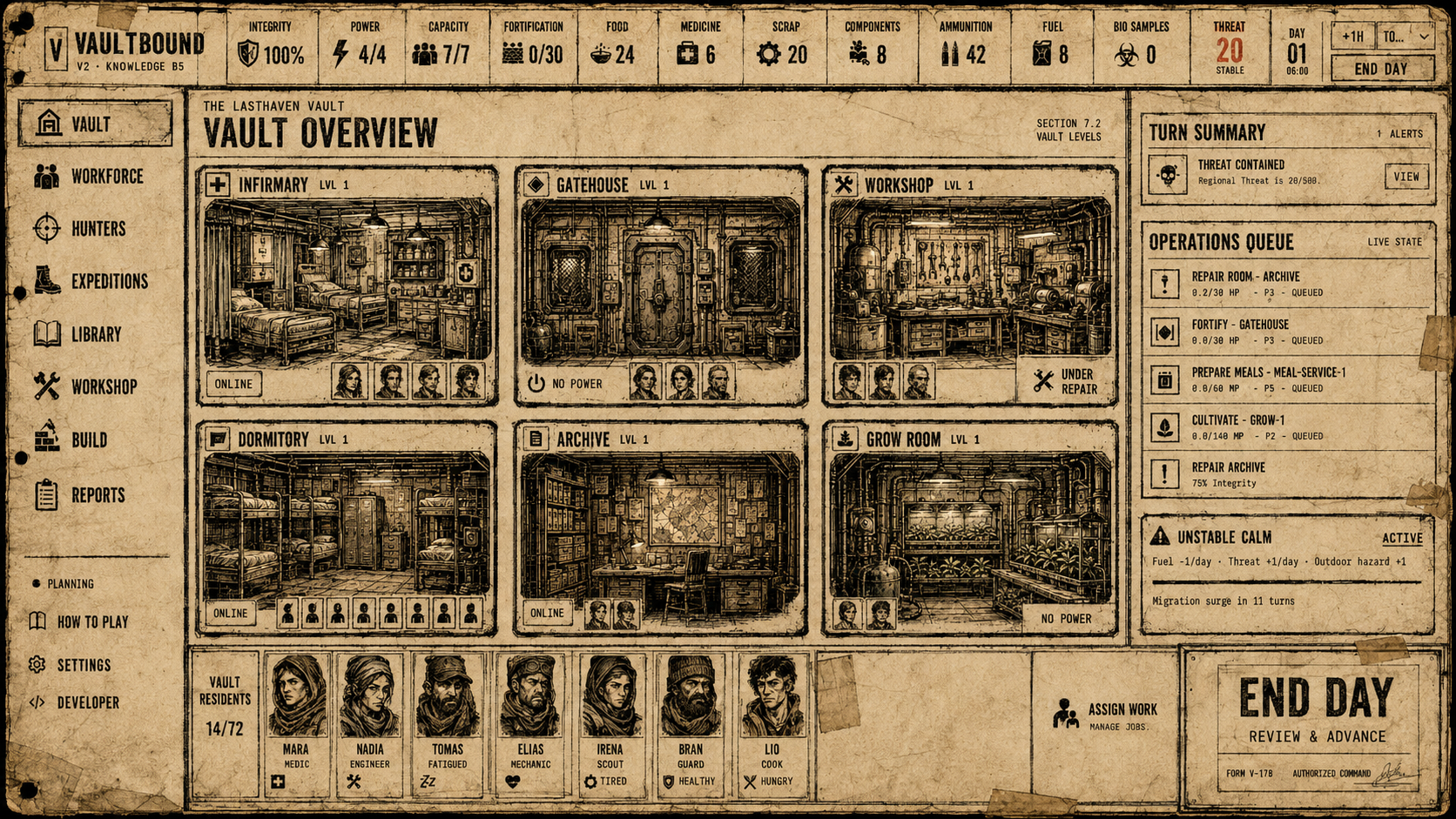 Bunker Field Manual / Industrial Print UI mix